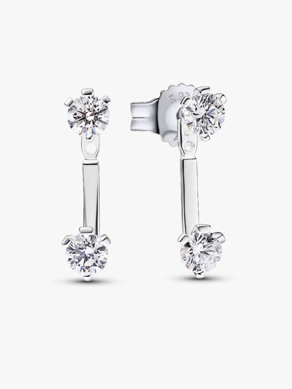 Pandora Nova Sterling Silver Lab-grown Diamond Stud Drop Jacket Earrings